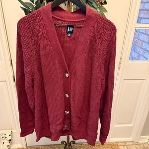 Gap Burgundy Grandpa Cardigan Button Down Cardigan Sweater Relaxed Fit XXL